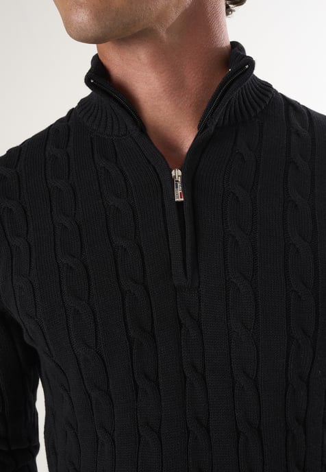 Pullover Cable Knit Half Zipper Pullover - Image 3