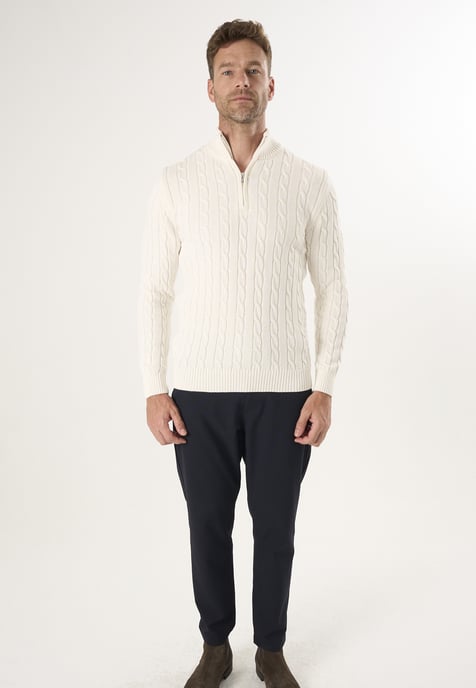 Pullover Cable Knit Half Zipper Pullover - Image 2