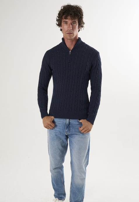 Pullover Cable Knit Half Zipper Pullover - Image 2
