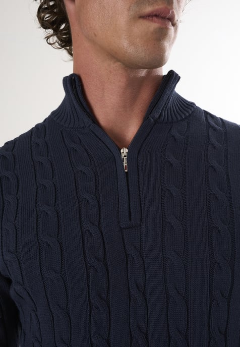 Pullover Cable Knit Half Zipper Pullover - Image 3