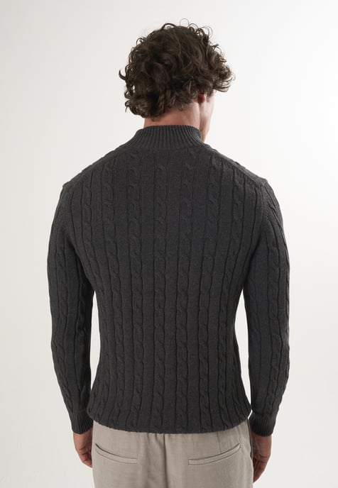 Pullover Cable Knit Half Zipper Pullover - Image 4