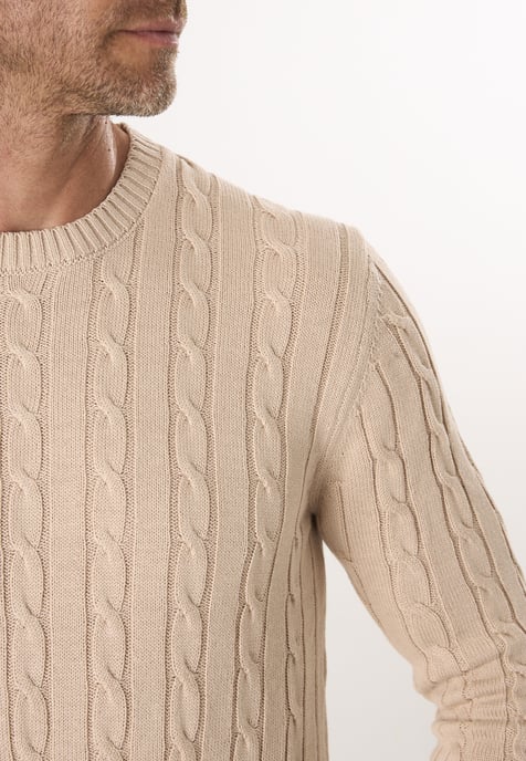 Pullover Cable Knit Crew Neck Pullover - Image 2