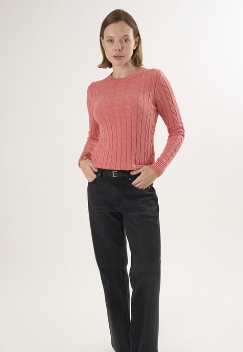 Pullover V-Neck Cable Knit Pullover - Image 2