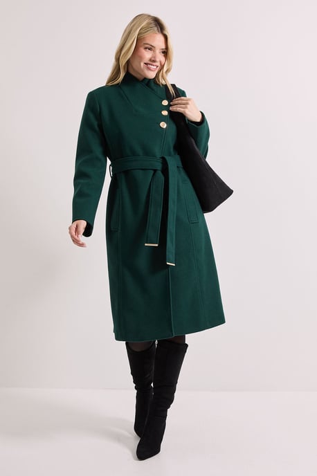 Funnel Neck Belted Coat - Image 1