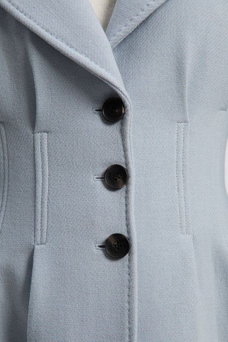 Wool Corset Detail Full Skirted Tailored Maxi Coat - Image 3