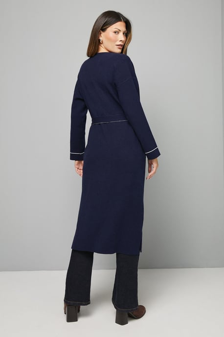 Navy Contrast Double Faced Coatigan - Image 3