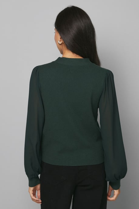 Chiffon Sleeve Button Front Cardigan - Image 3