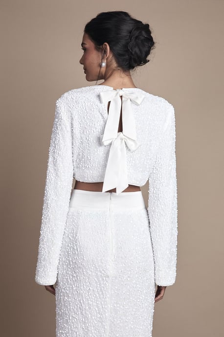 Velvet Sequin Bow Back Top - Image 3