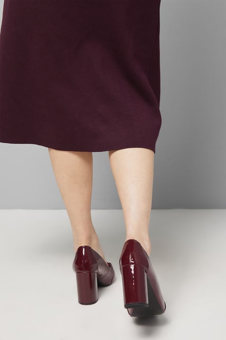 Wide Fit Lucky Faux Patent Leather High Block Heeled Loafers - Image 3