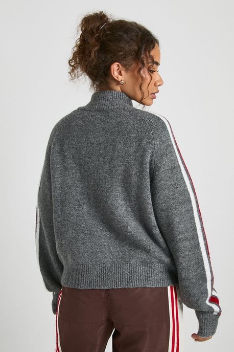 Chunky Knit Zip Through Knitted Jumper - Image 2