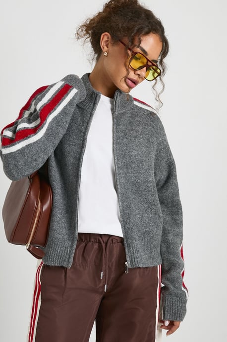 Chunky Knit Zip Through Knitted Jumper - Image 3