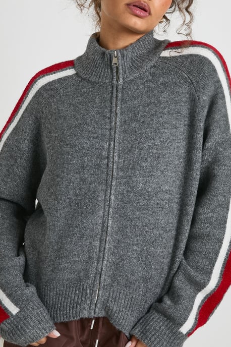 Chunky Knit Zip Through Knitted Jumper - Image 4