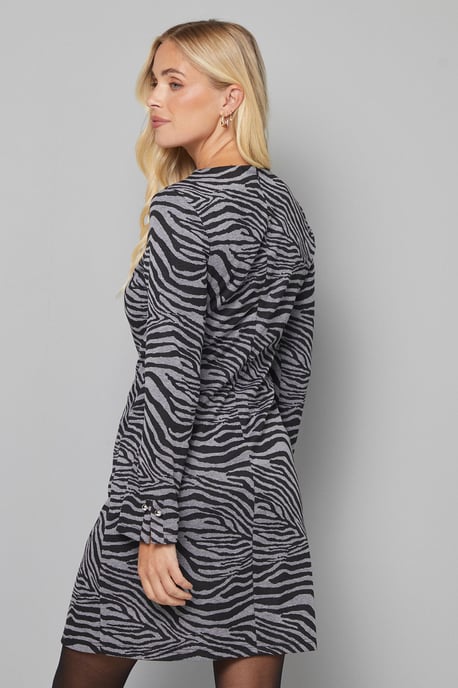 Petite Animal Ponte Split Sleeve Shift Dres - Image 3