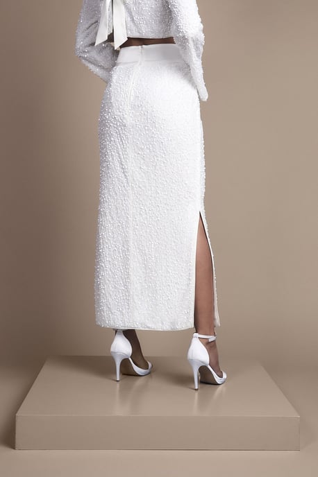 Velvet Sequin Column Midi Skirt - Image 3