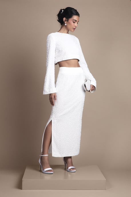 Velvet Sequin Column Midi Skirt - Image 4
