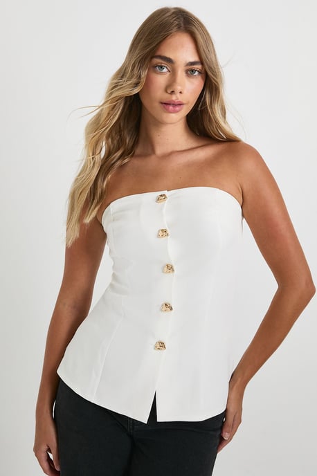 Gold Trim Bandeau Fitted Waistcoat - Image 1