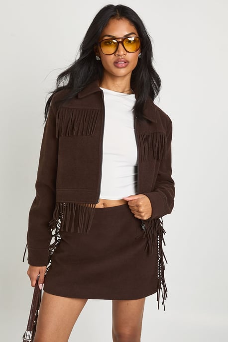 Tassel Wool Look Mini Skirt - Image 1