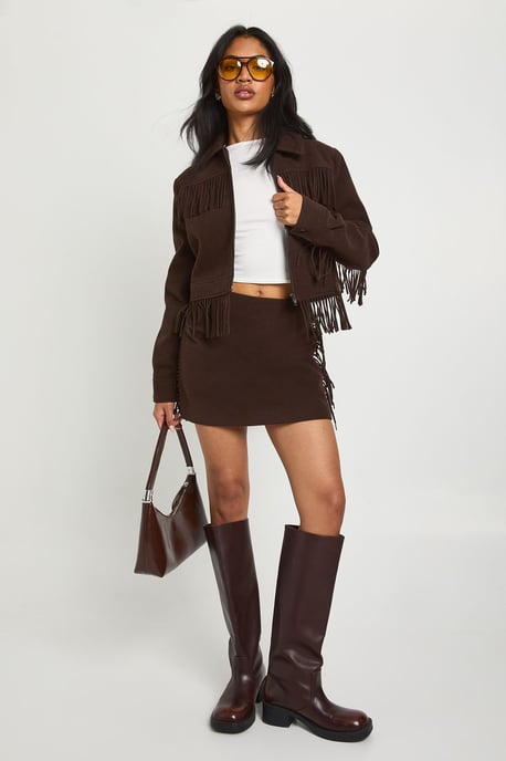 Tassel Wool Look Mini Skirt - Image 3