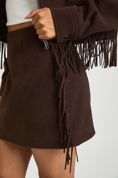 Tassel Wool Look Mini Skirt - Image 4
