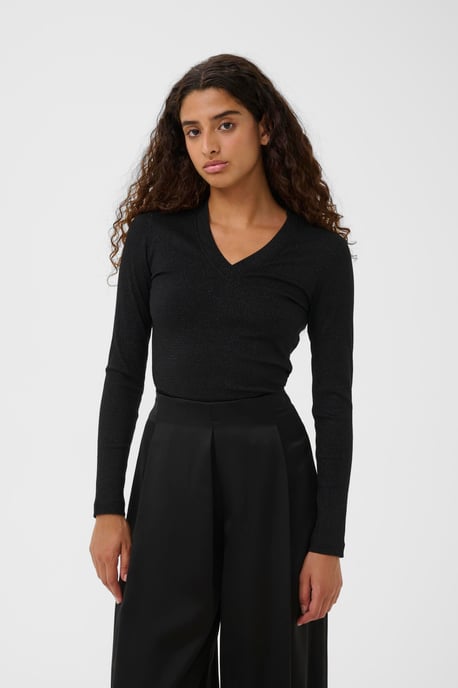 DagnaIW Lurex V-Neck LS Jersey top Slim fit - Image 3