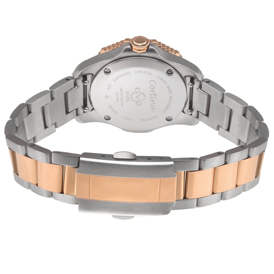 GV2 Womens Cortina 316L Stainless Steel Case, Black MOP Dial, Two-toned SS/IPYG Bracelet. - Image 2