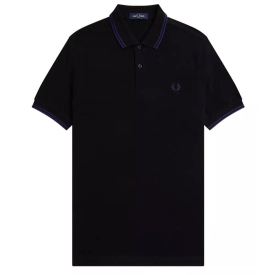 Fred Perry Frans Marineblauw Poloshirt Met Dubbele Kraag En Zwarte Kraag - Image 1