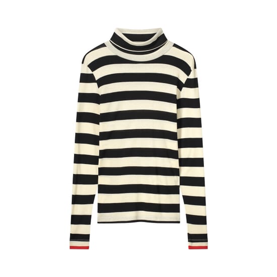 Summum 3s5013-30643 985 turtle neck top sheer jersey stripe black-ivory - Image 1