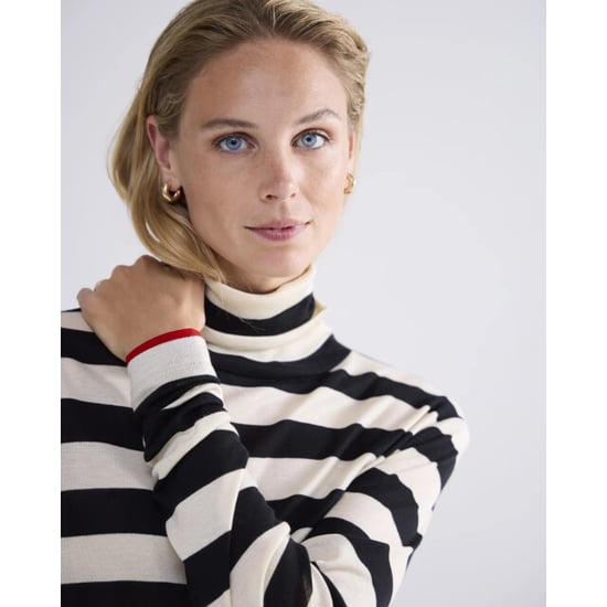 Summum 3s5013-30643 985 turtle neck top sheer jersey stripe black-ivory - Image 2