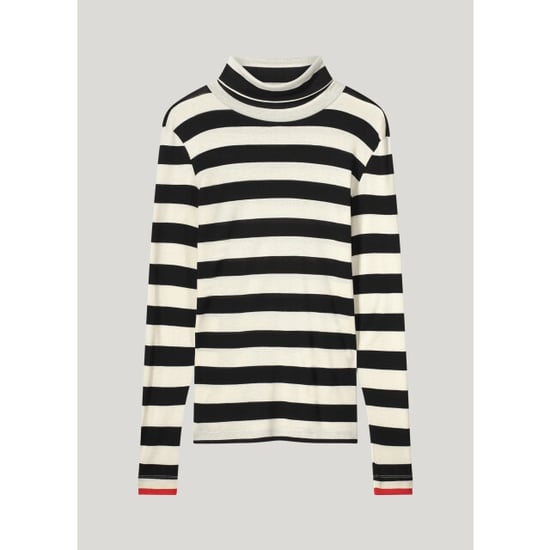 Summum 3s5013-30643 985 turtle neck top sheer jersey stripe black-ivory - Image 4