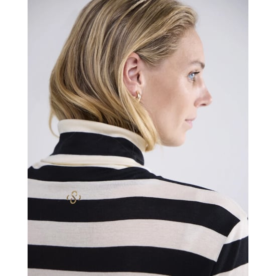 Summum 3s5013-30643 985 turtle neck top sheer jersey stripe black-ivory - Image 5