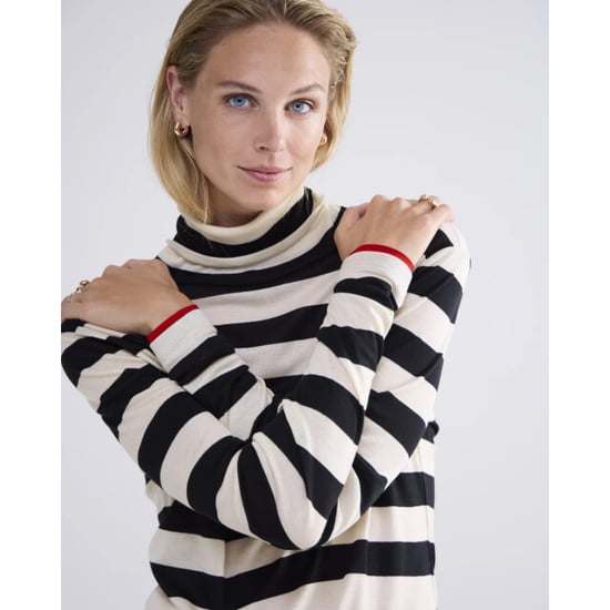 Summum 3s5013-30643 985 turtle neck top sheer jersey stripe black-ivory - Image 6