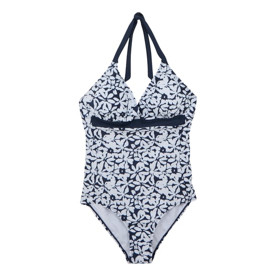 Regatta Dam/Ladies Flavia II Large Floral One Piece Baddräkt (Marinblått/vit) - Image 1