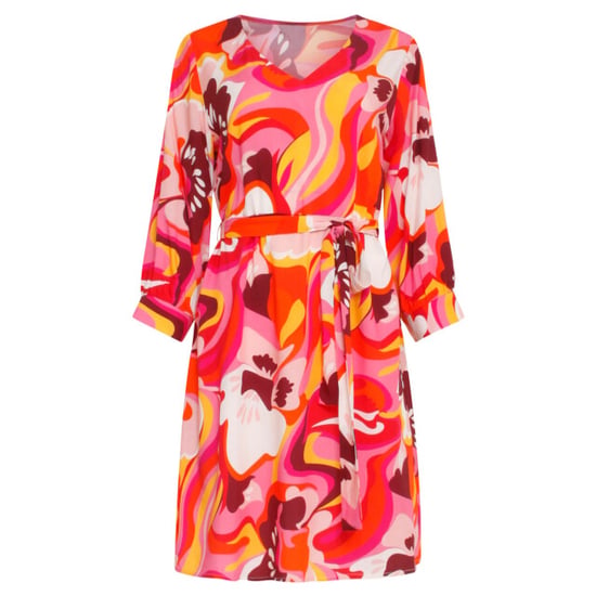 Smashed Lemon 24000 floral retro print v-neck jurk met riem | - Image 3