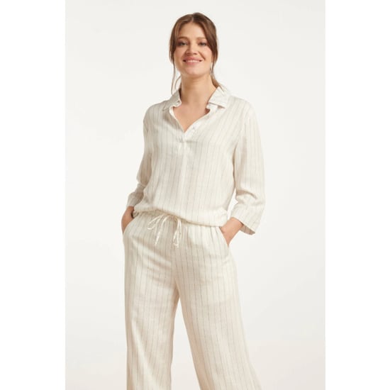 Smashed Lemon 25129 te pinstripe linnen top met v-hals | - Image 2