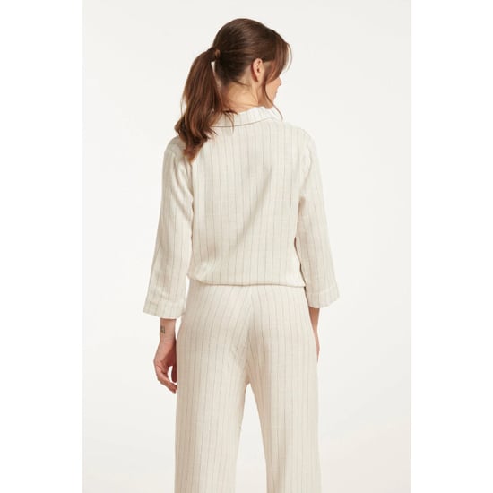 Smashed Lemon 25129 te pinstripe linnen top met v-hals | - Image 4