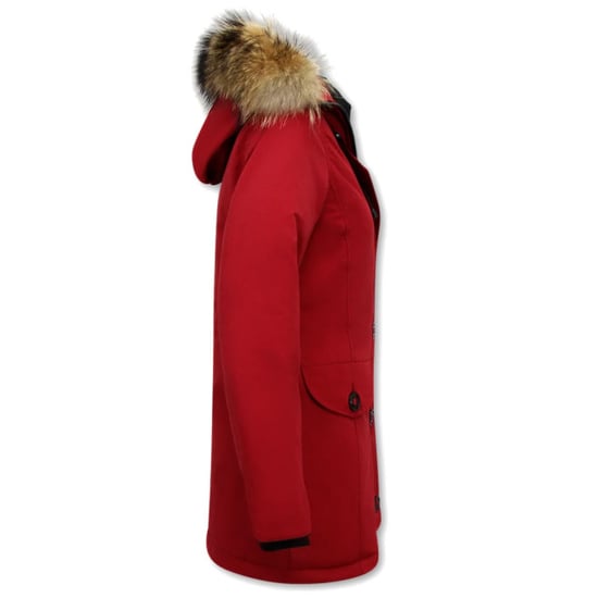 Matogla Rode winterjas met bontkraag - Image 3