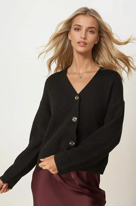 Boxy Ribbed Cardigan - Image 1
