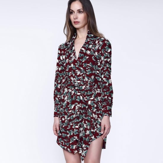 Short drape effect dress with leaf print - Image 1