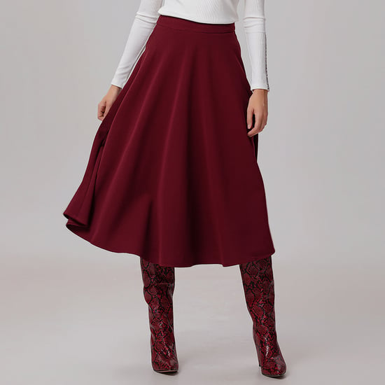 Flared knee-length skirt - Image 1