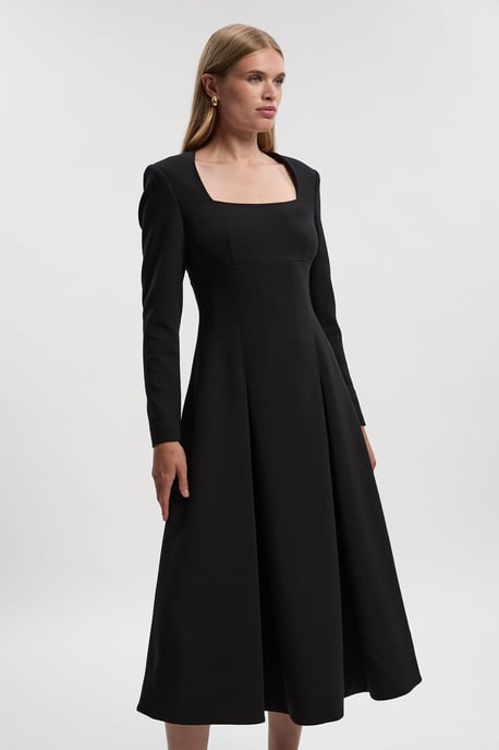 Compact Stretch Sweetheart Neckline Midi Dress - Image 1