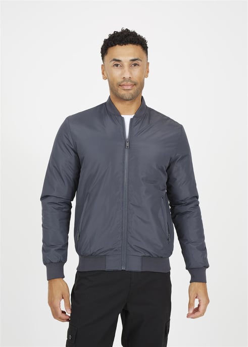 Brave Soul Mens Padded Bomber Jacket Zip Up - Image 1