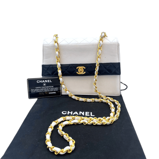 Chanel Trapeze White/Navy Lambskin Gold - Image 1