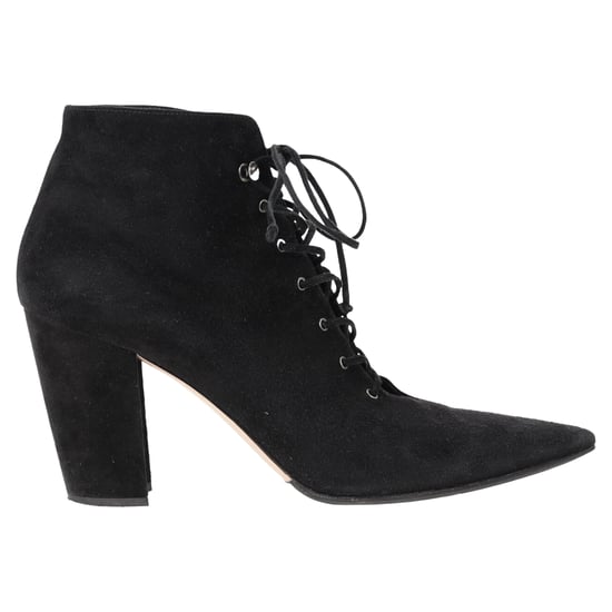 Miu Miu Lace Up Ankle Boots in Black Suede - Image 1