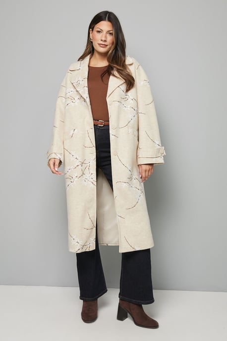 Floral Three Button Collared Coat - Image 1