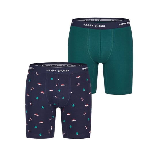 Happy Shorts Kerst boxershorts heren met lange pijpen boxer briefs 2-pack groen/blauw - Image 1