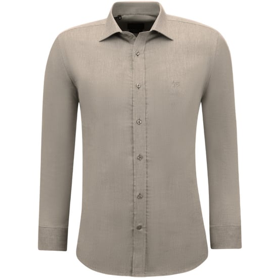 Gentile Bellini Overhemden lange mouw effen oxford slim fit bruin - Image 1