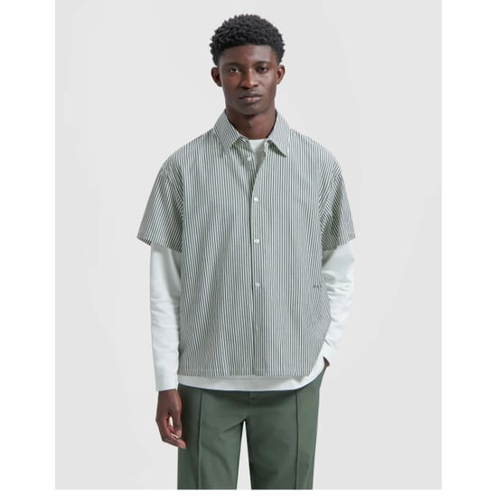 Olaf Hussein Boxy seersucker stripe shirt ss korte mouw overhemden m200303 - Image 3