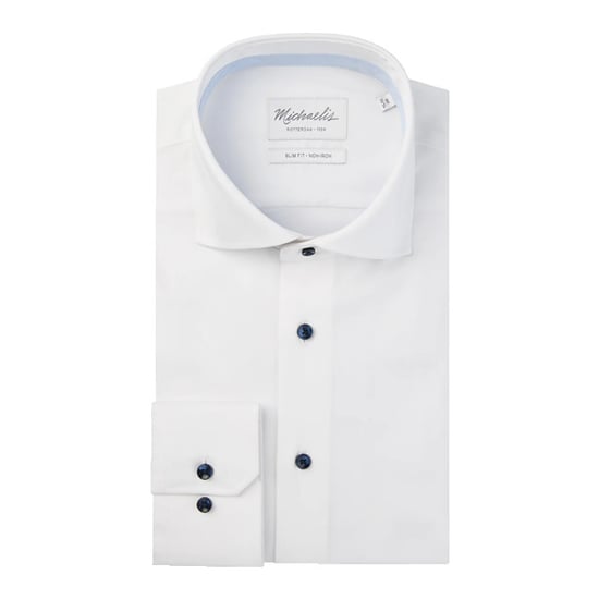 Michaelis Uni wit twill overhemd met donker knopen - Image 1