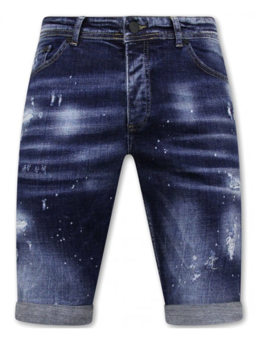 Local Fanatic Men's paint splatter stonewashed short slim fit - Image 1