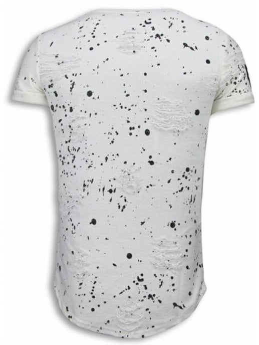 Justing Paint drops army shirt long fit t-shirt black dotted - Image 3